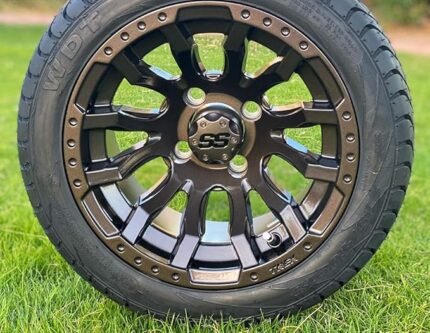 12" MAVERICK METALLIC BRONZE ALUMINUM WHEELS AND 215/40-12 LOW PROFILE DOT TIRES COMBO - SET OF 4